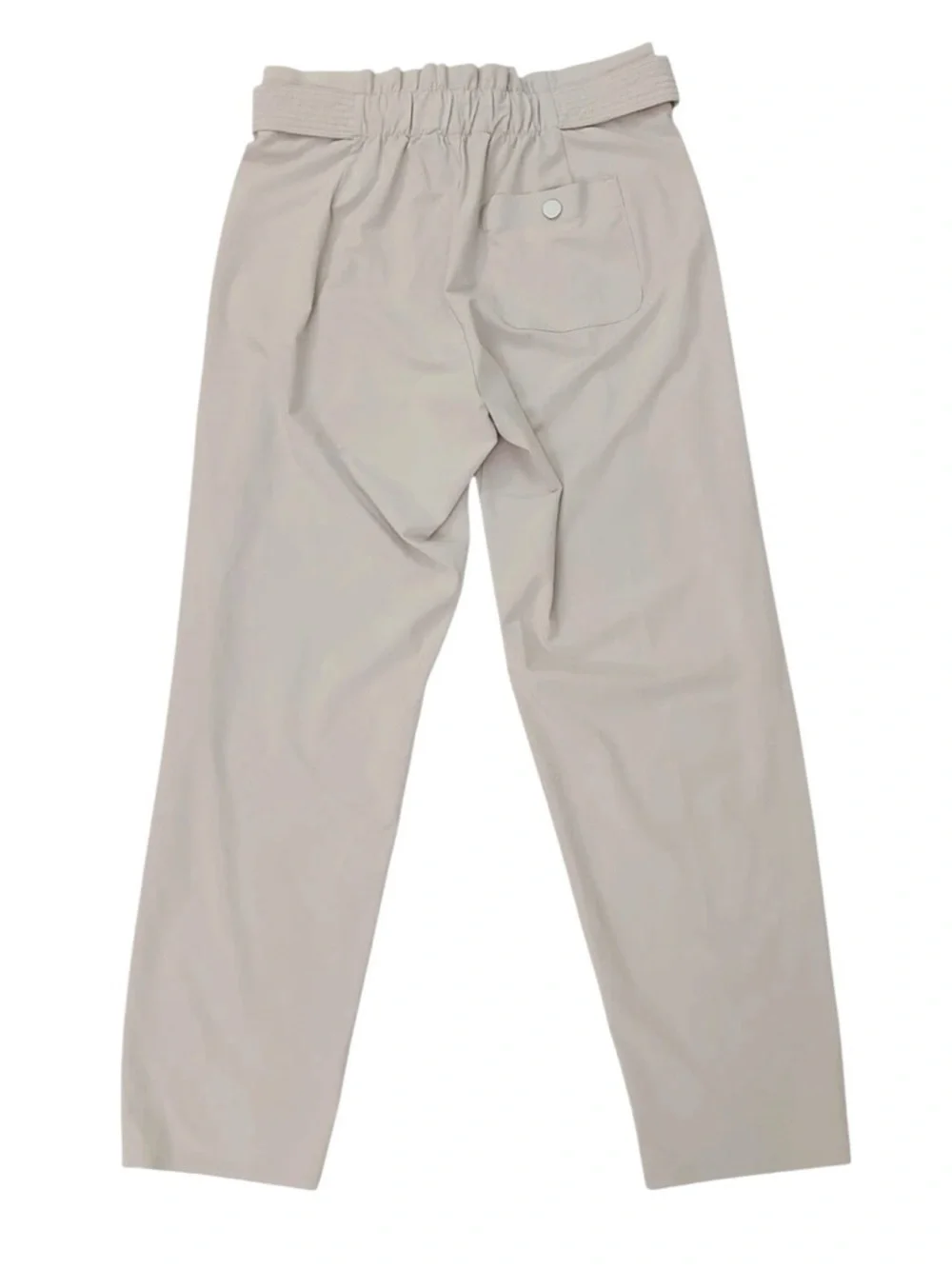 Athleta Skyline Pant II Beige High-Rise Tapered Paperbag Waist Trouser Size 8